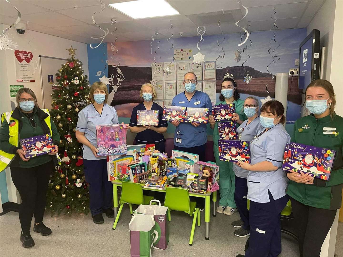 The presentation of the gifts at Raigmore Hospital.