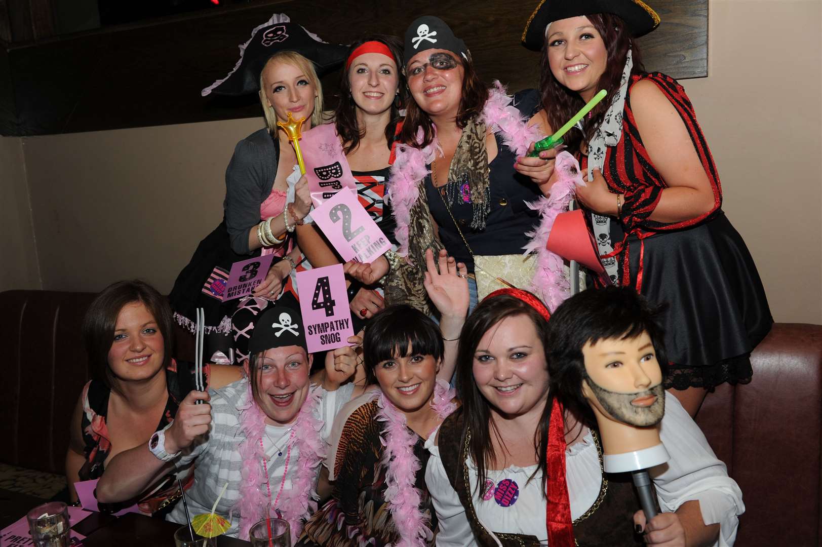 Pirate theme hen night for Louise Coull (back 2nd left) with her crew at Smith n Jones.