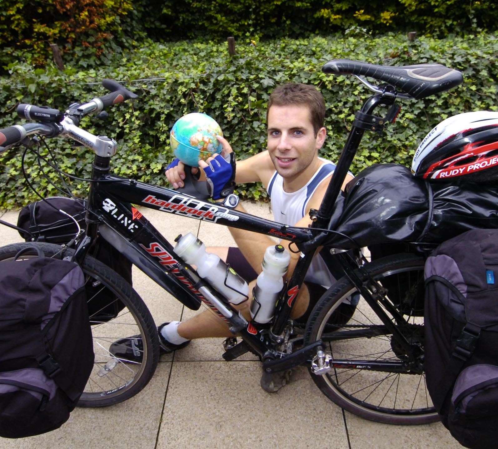 Flashback to Mark's build-up to his first round-the-world cycle challenge which he completed in 2008.