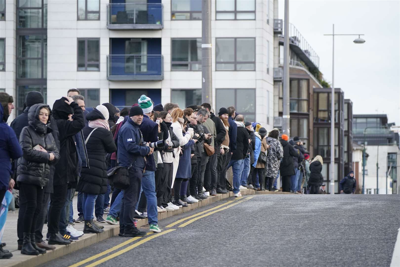 Crowds lined the streets by Dublin Grand Canal (Niall Carson/PA)
