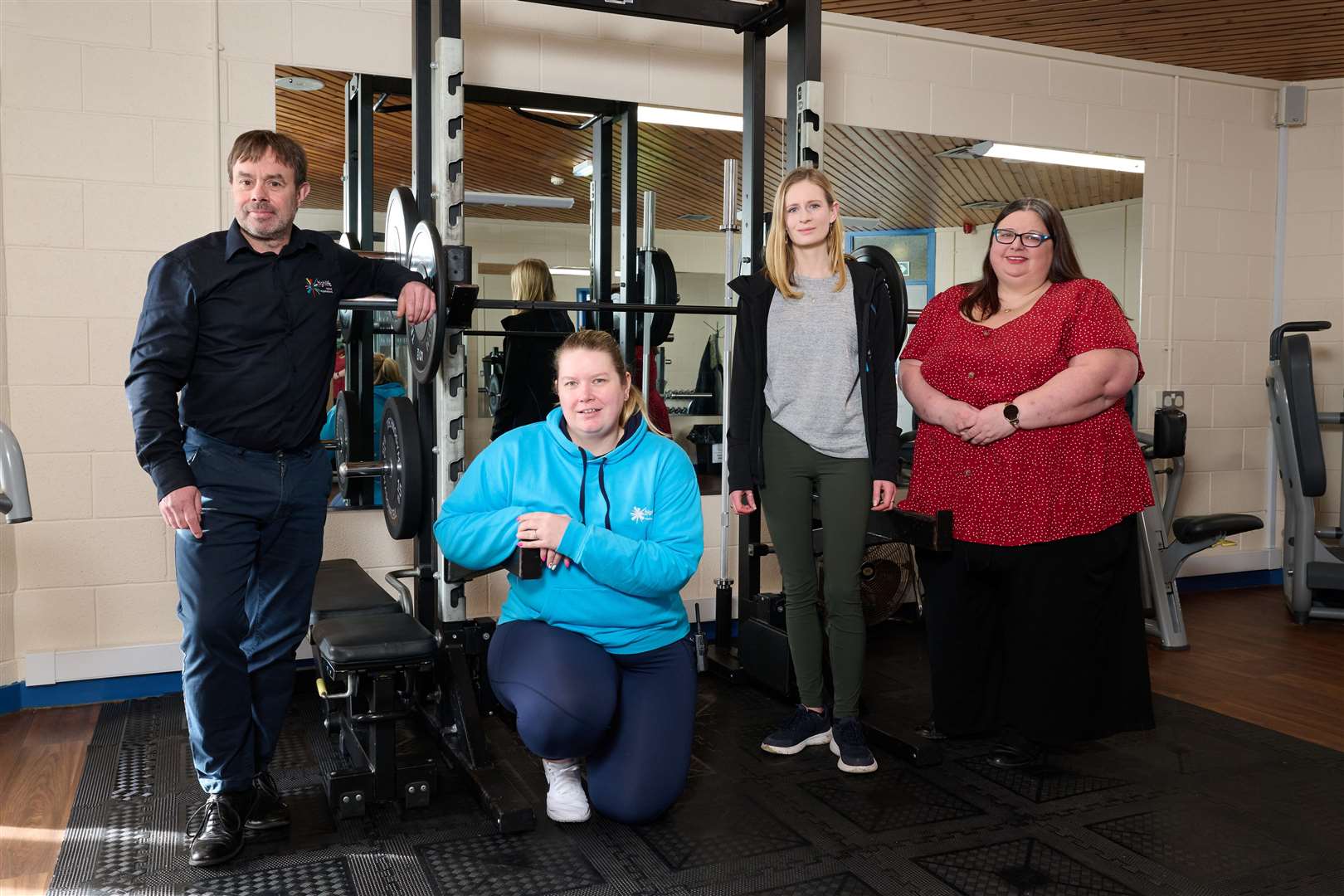 Ian Goode (from left), Sarah Muir, Cllr Morven-May MacCallum and Cllr Lyndsey Johnston check out the new facilities at Black Isle Leisure Centre at an earlier visit. Picture: Ewen Weatherspoon Photography