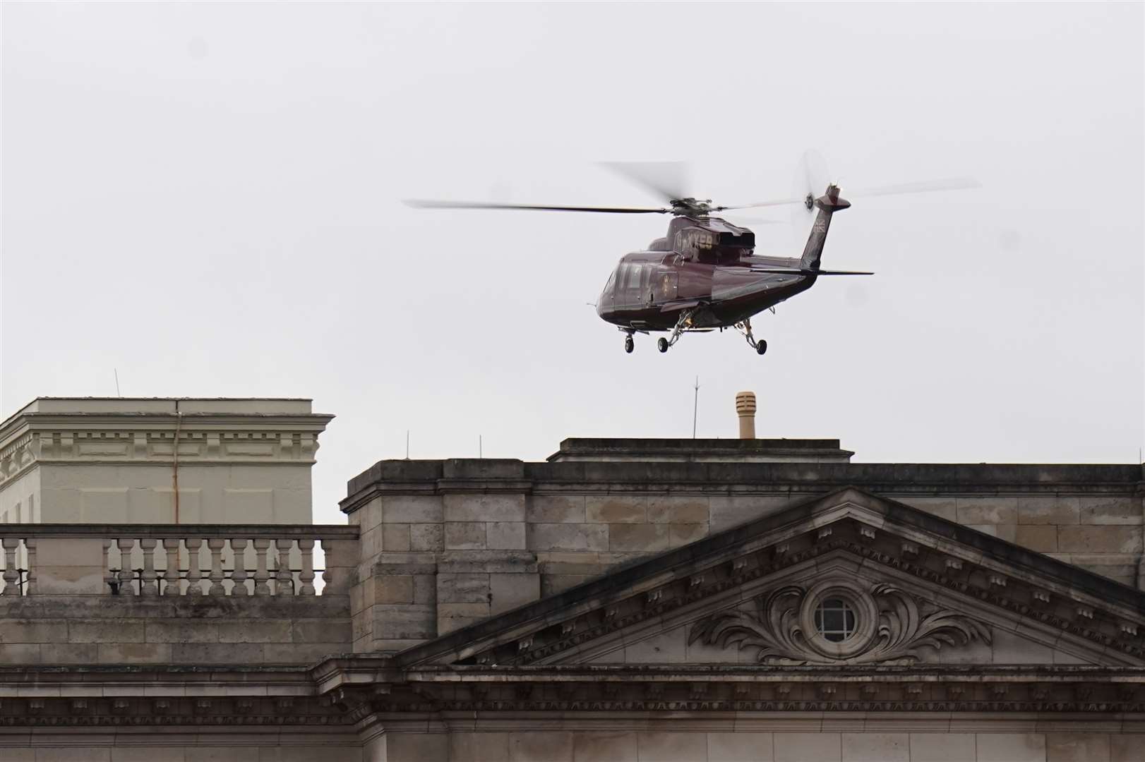 The King’s helicopter arrives at Buckingham Palace, ready to take him to Sandringham (James Manning/PA)