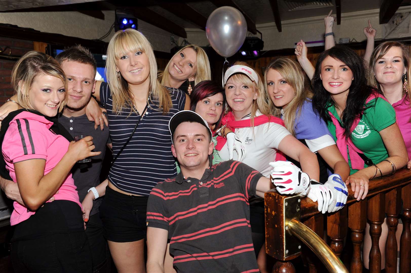 Daryll Gilmour (3rd left,stripes) celebrates her 23rd birthday with friends at Lauders.