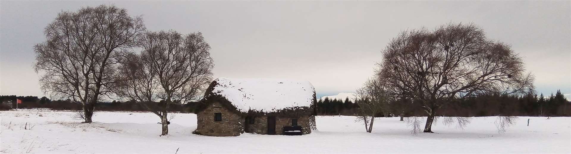A snowy Leanach Cottage at the Culloden Battlefield. Picture: Philip Murray.