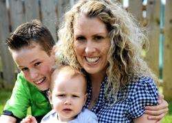 Nicola O'Hara with sons 11-year-old Ben and Riley (15 months)
