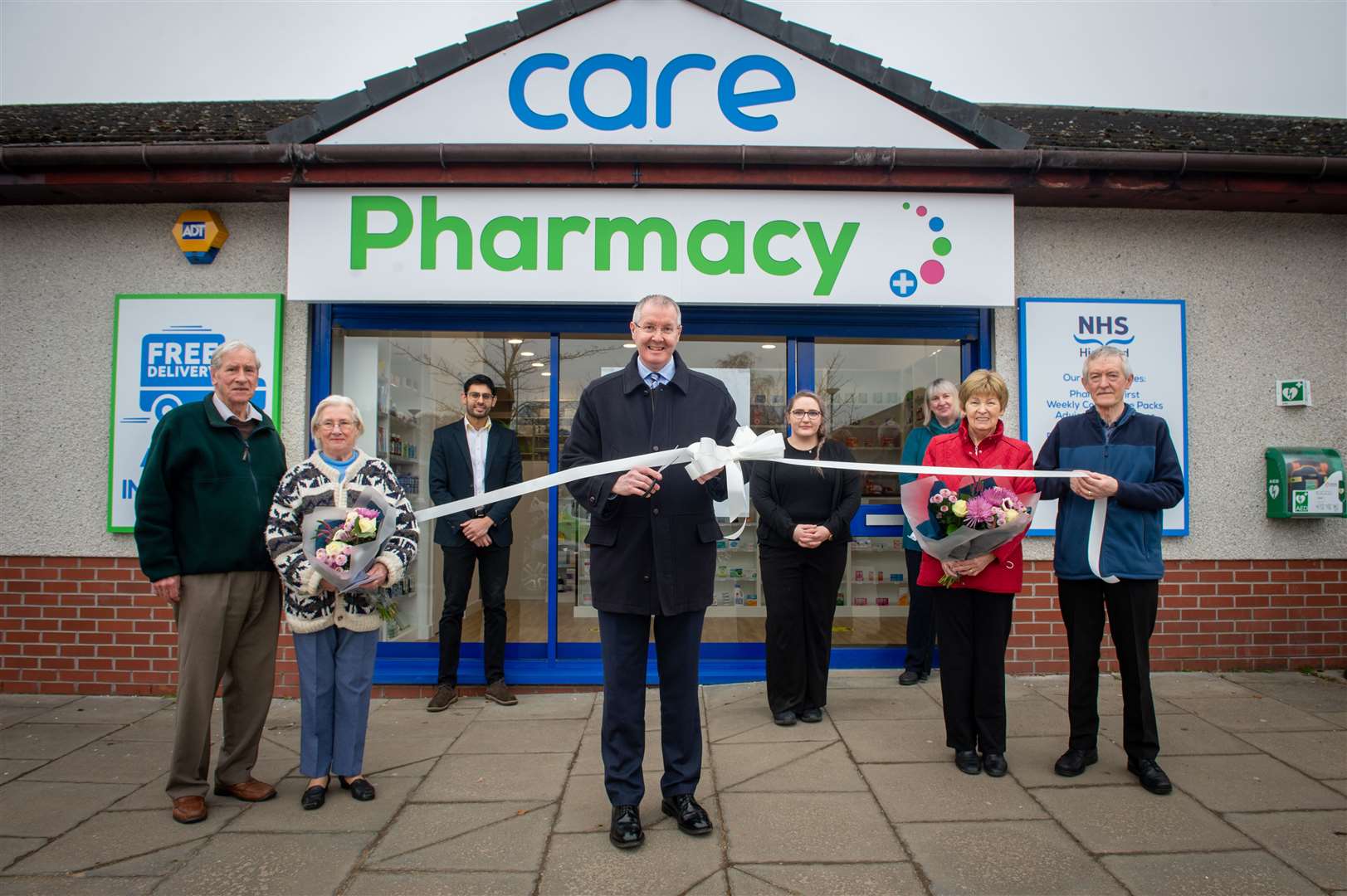 Cradlehall Pharmacy's ribbon cutting ceremony as it opened in March. Ken and Jean Cox, Mo Ameen, Councillor Duncan Macpherson, Sophie Campbell, Jackie Agnew, Kath and Bob Fraser. Picture: Callum Mackay.