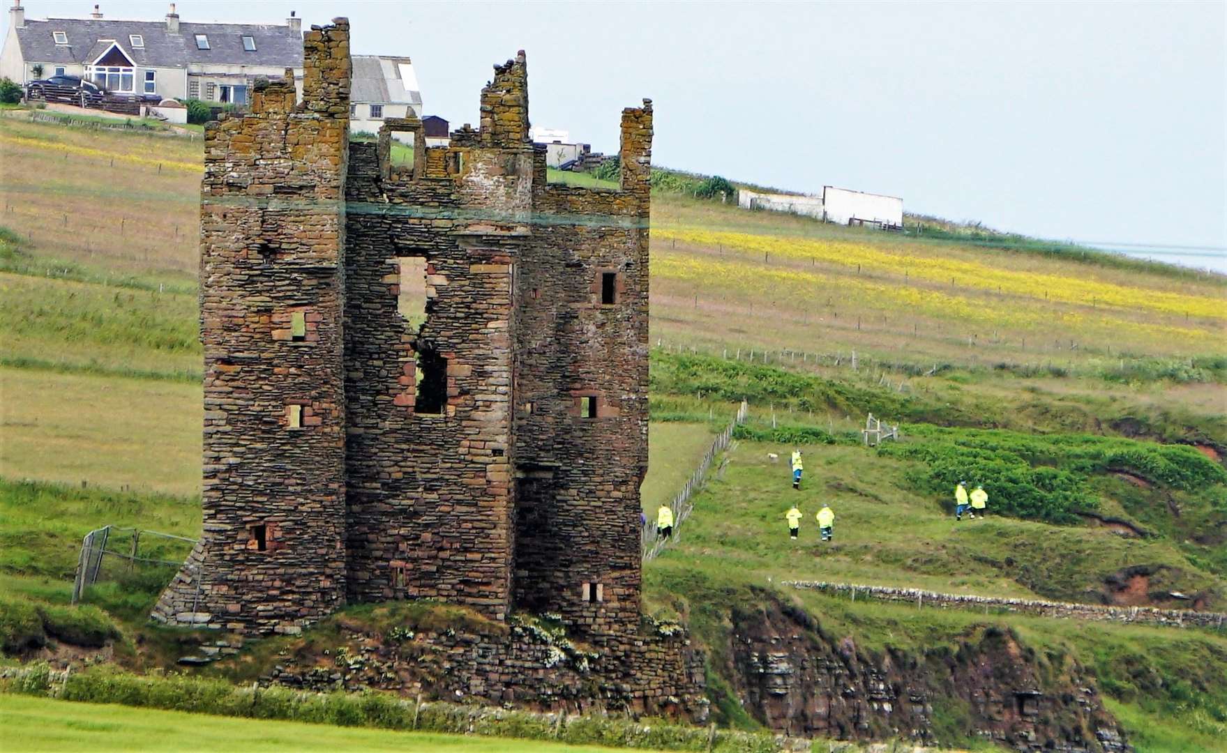 Coastguard searching around Keiss Castle on Sunday afternoon. A woman's body was later found in the area. Picture: DGS