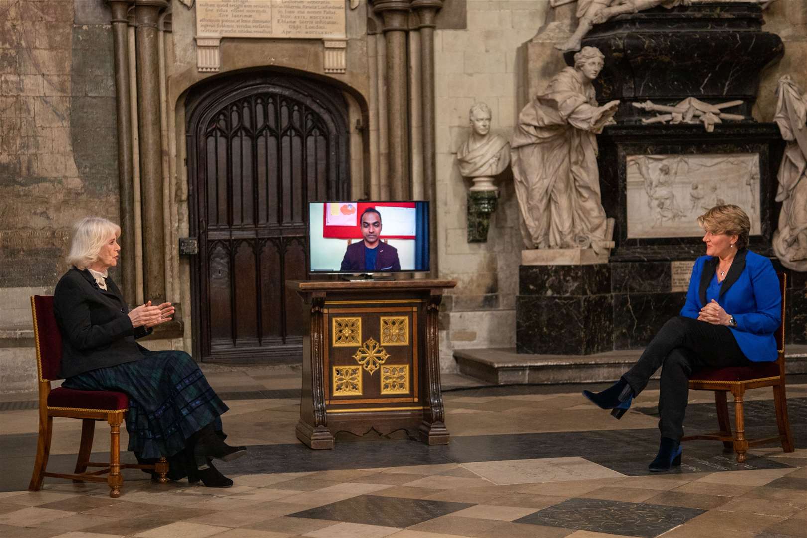 Camilla speaks to Clare Balding (Westminster Abbey/Picture Partnership/PA)