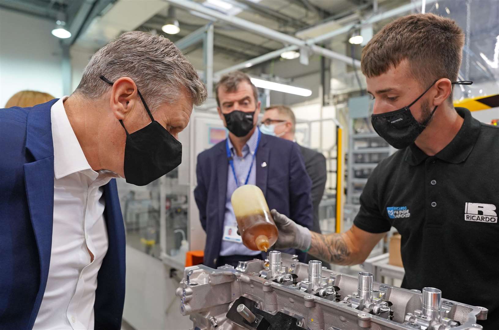 Sir Keir Starmer (left) during a visit to engineering firm Ricardo in Shoreham-by-Sea, West Sussex, ahead of the Labour Party conference (Stefan Rousseau/PA)