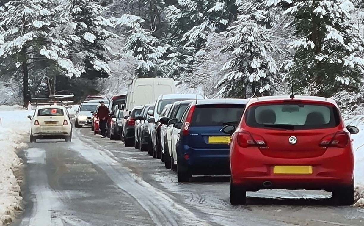 Lines of parked cars on the Glenmore road recently.