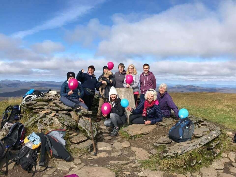 The walkers supporting the Haven Centre fundraising effort at the top of Ben Wyvis. They raised £3400 for the cause.