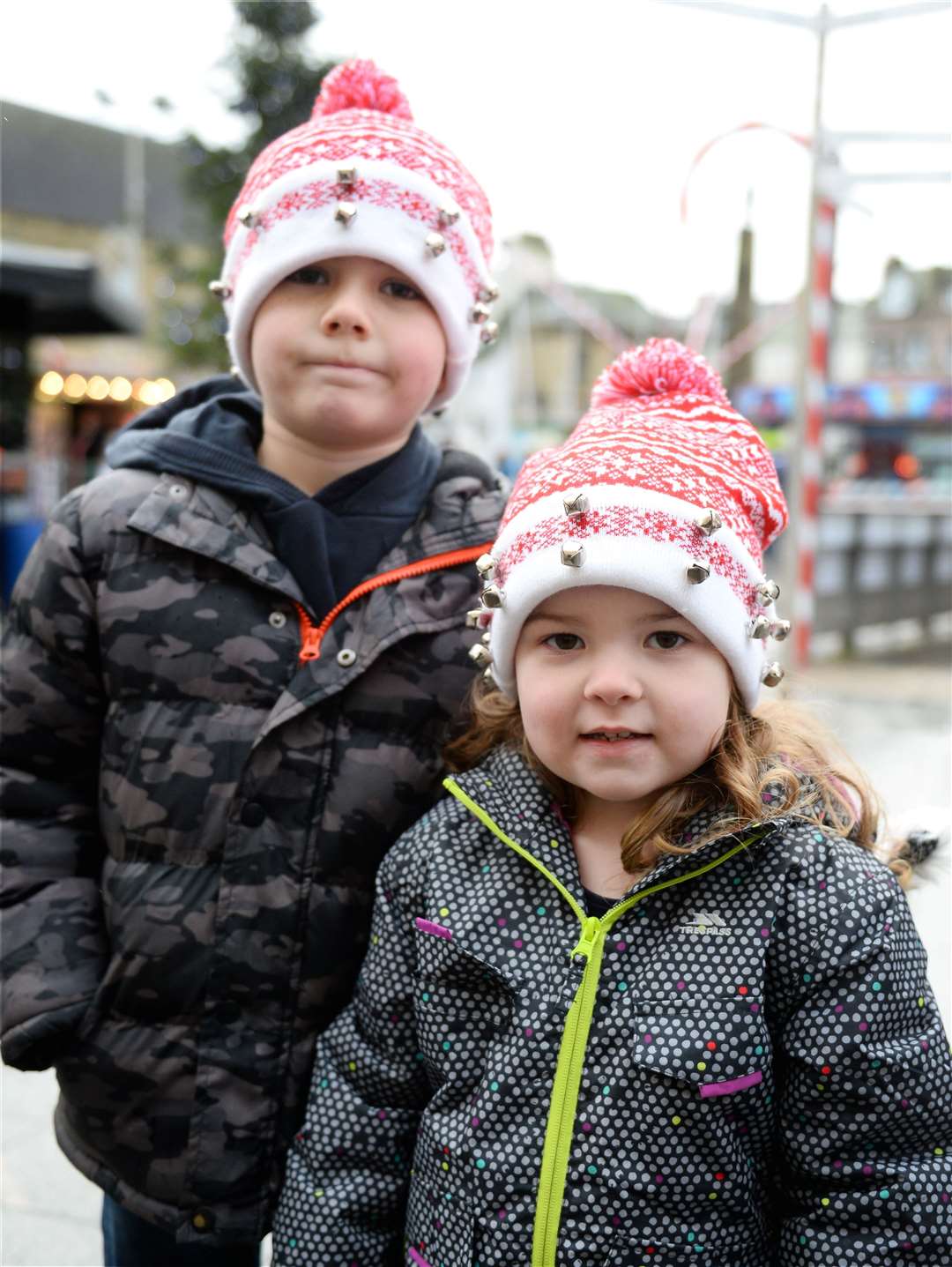 Lochlan and Orlaith Grant with there festive hats. Picture: Gary Anthony. Image No.
