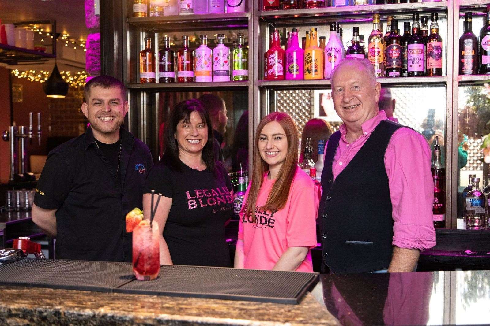 Don Lawson, of Johnny Foxes (right) with Andrew Gill, Morven Reid and Natalie Sutherland of Inverness Musical Theatre which is staging Legally Blonde – The Musical.