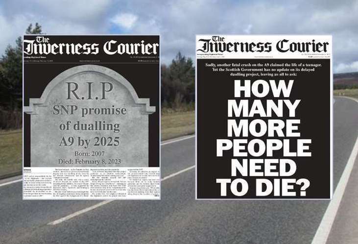 The Inverness Courier's tombstone front page (left) is in the running for Front Page of the Year.