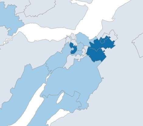 Inverness has been split into several areas.
