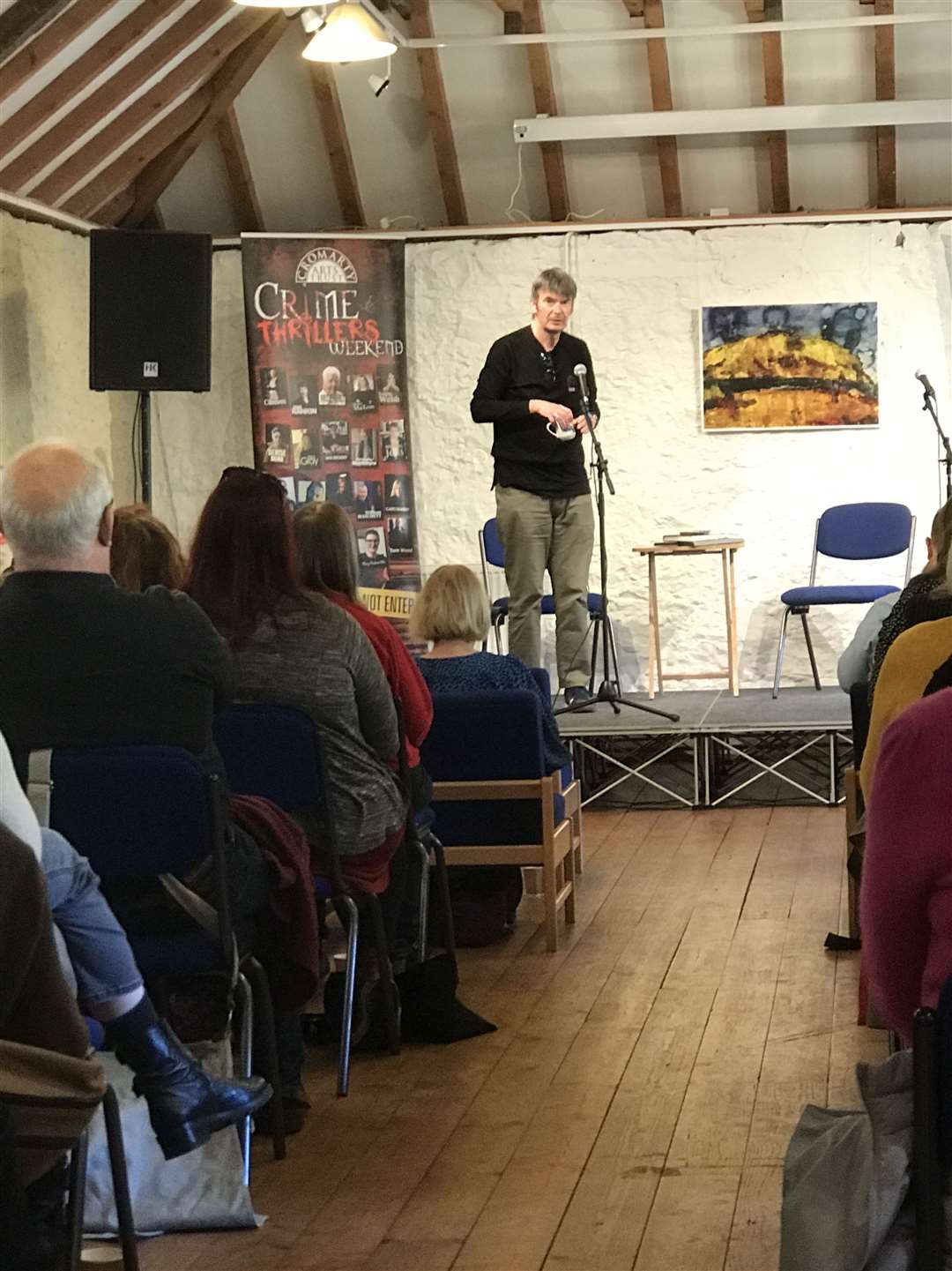 Crime writer Ian Rankin opened Saturday's events at The Stables in Cromarty.