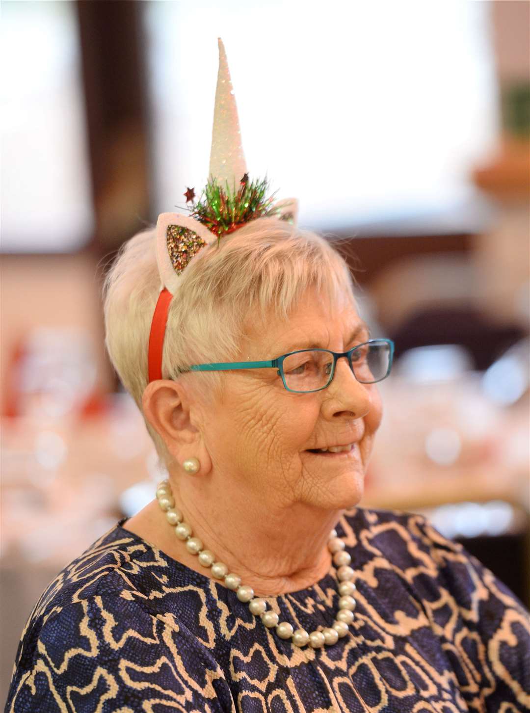 Anna Campbell with her festive hat. Picture: Gary Anthony.