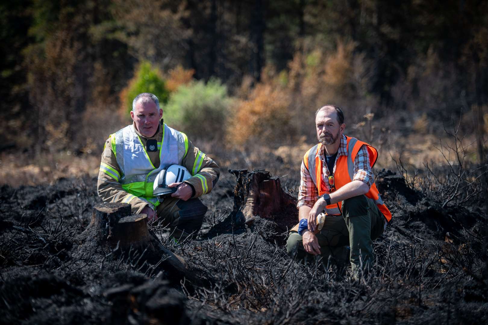 Jamie Thrower Group Commander Highland North and Simon McLaughlin RSPB site manager. Picture: Callum Mackay..