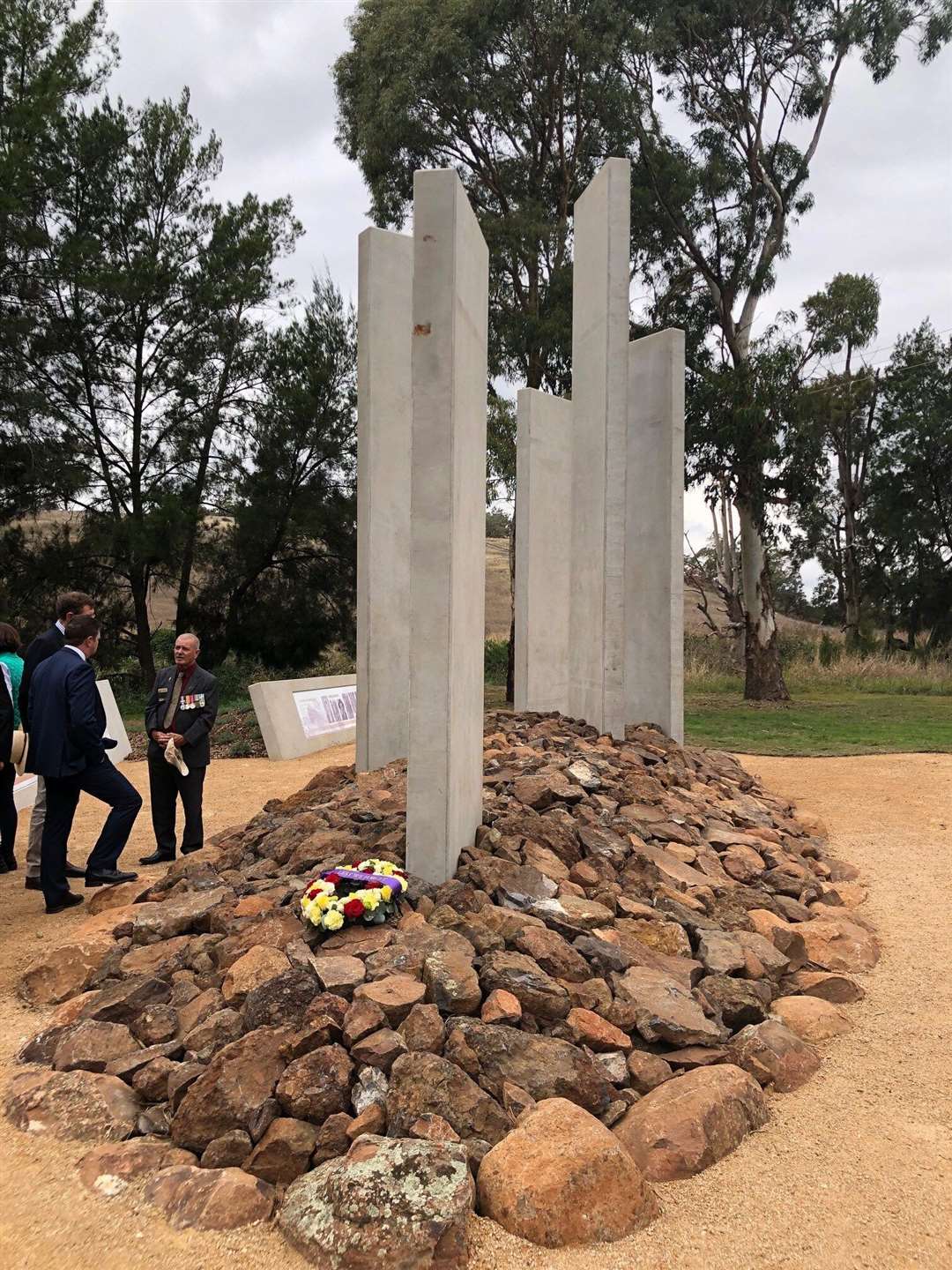 The military monument dedicated to all the Fairbridge children who served in the armed forces which was unveiled at the Fairbridge Children’s Park in Molong, NSW in March 2021 (Alana Calvert/PA)
