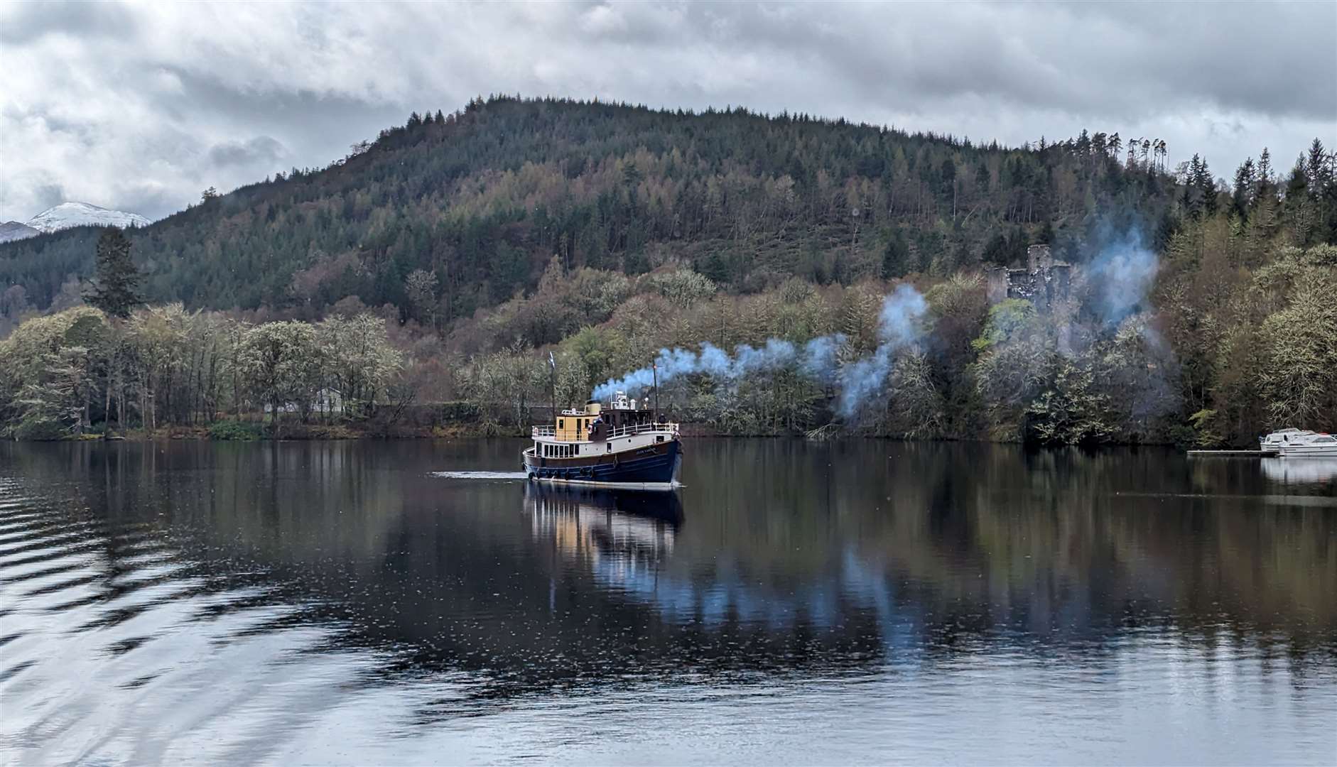 The Glen Tarson steam powered cruise ship on Loch Oich. Picture: Richard McKay, Tornagrain