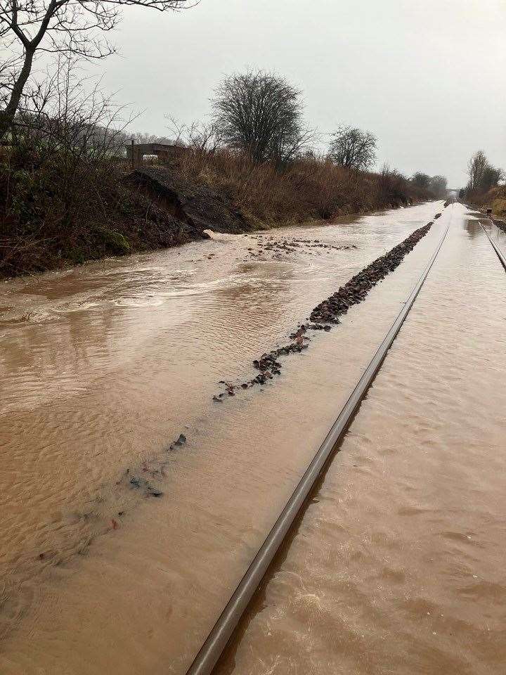 One example of the kind of flooding Network Rail hjas dealt with ovberf the last couple of days, this in Dumfries.