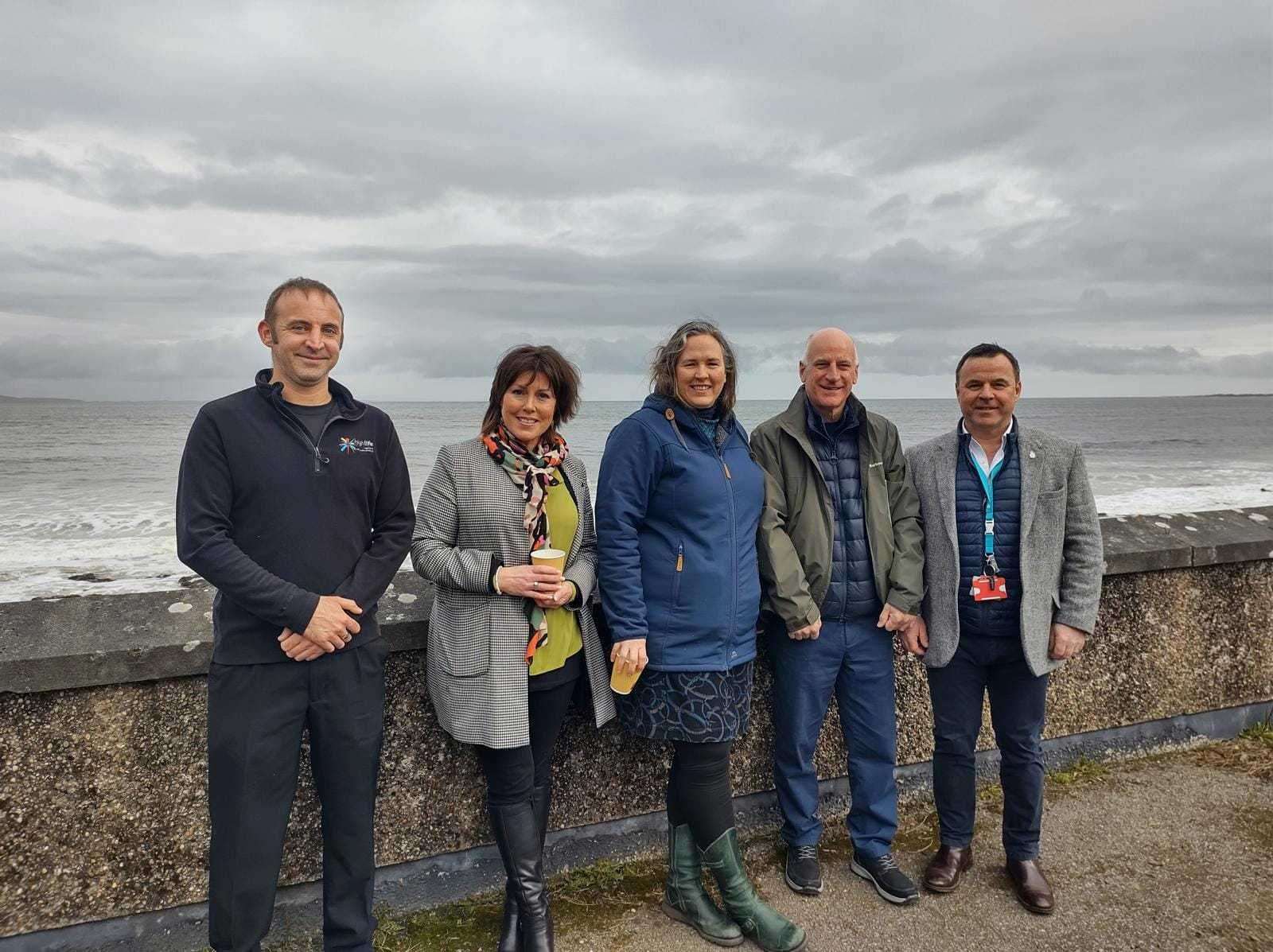 From left: Richard Hanna (Leisure centre manager), Jane Urquhart, Amelia Williamson and Stewart Duncan from Nairn Beach Wheelchairs and Steve Walsh Chief Executive of High Life Highland. Picture: Nairn Beach Wheelchairs/Nicola McAlley.
