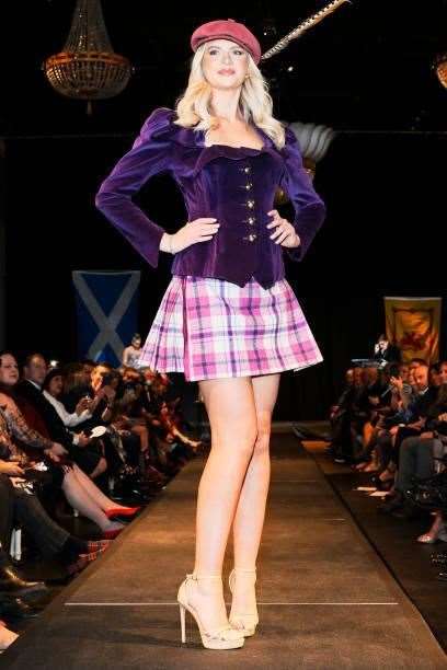 Chelsie Allison wearing all purple at the fashion show.