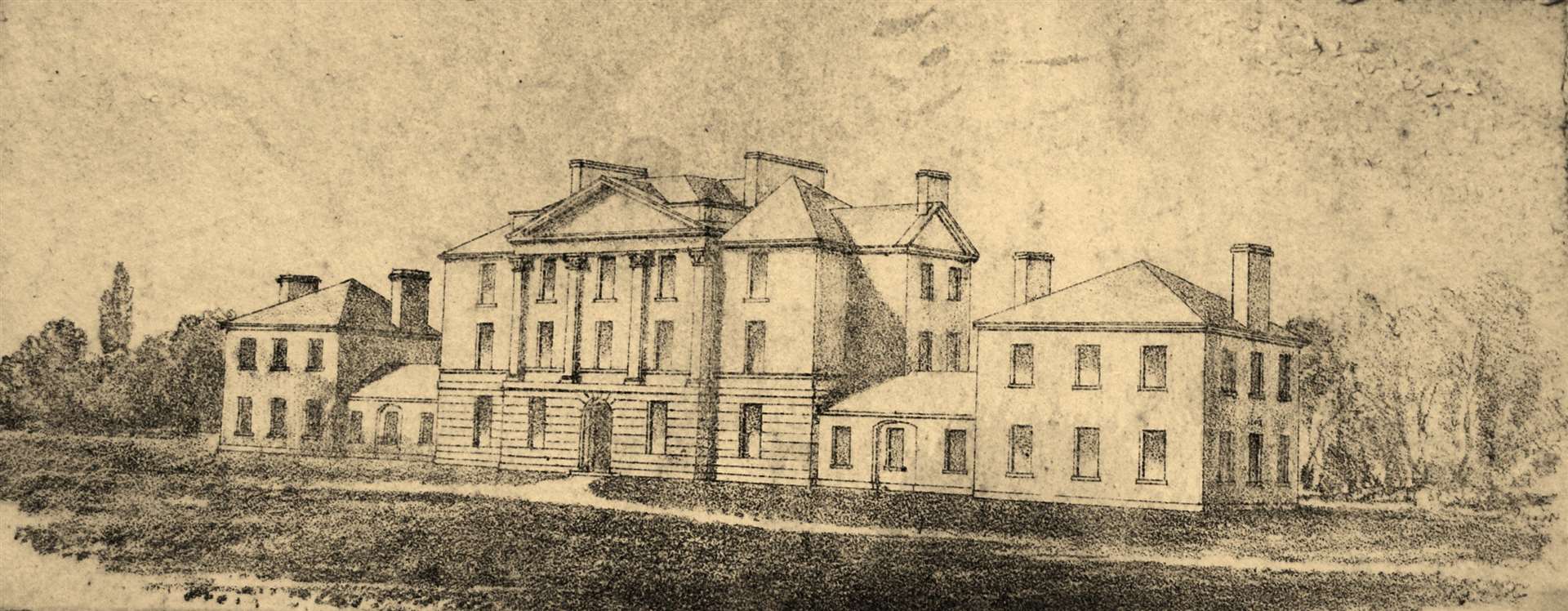 The former Royal Northern Infirmary building as it appeared in 1804.
