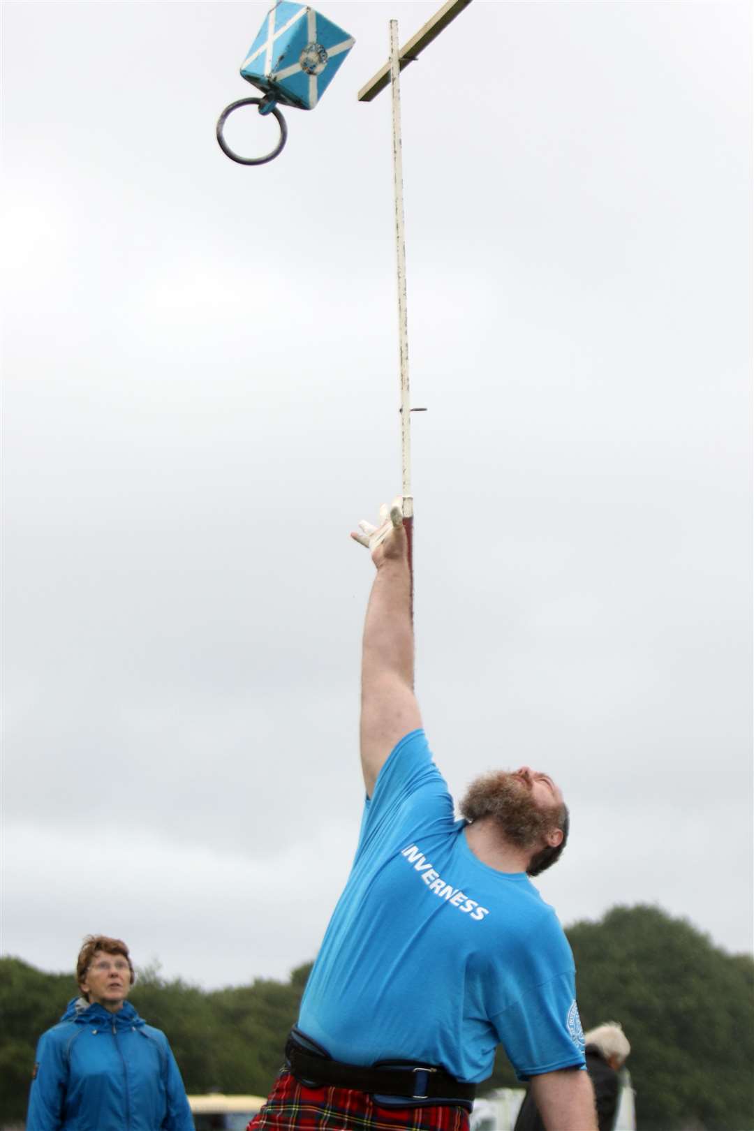 Inverness Highland Games 2017. Aaron Monk throws the 56lb weight. Picture: John Baikie