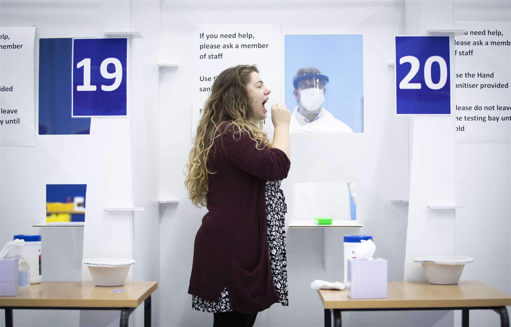 Sophie Tyler taking a coronavirus test at the centre (Jane Barlow/PA)