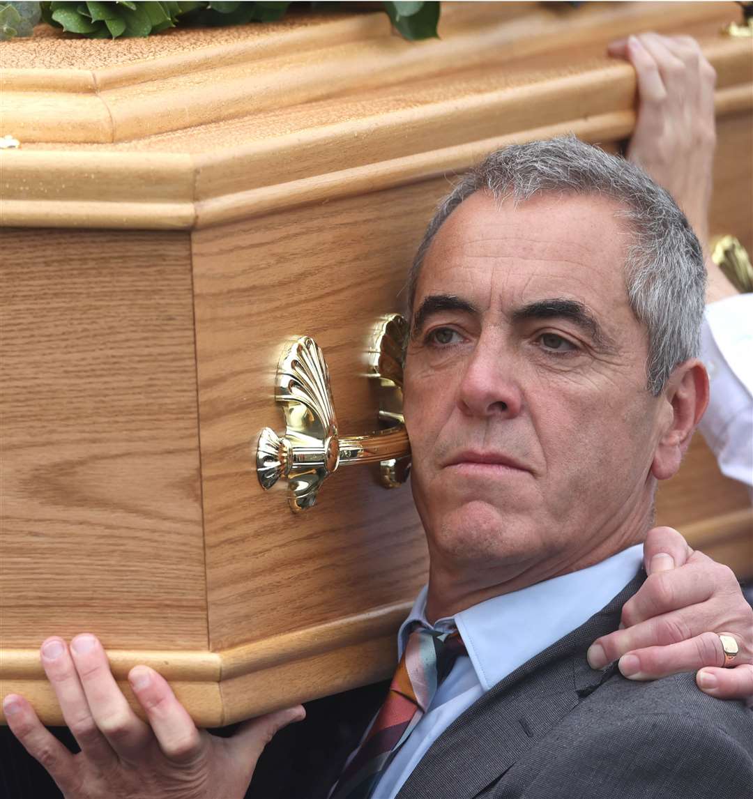 Actor James Nesbitt carries his father’s casket in August (Liam McBurney/PA)