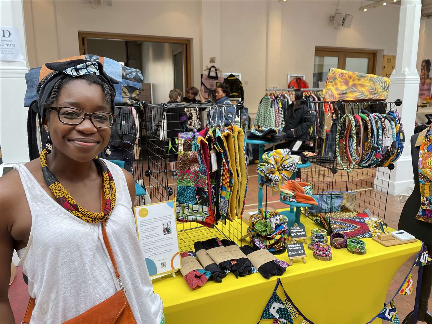 Chantel Hargreaves hosted a stall for her business Mashona designs, which uses offcuts of African textiles to make fashion accessories (PA)