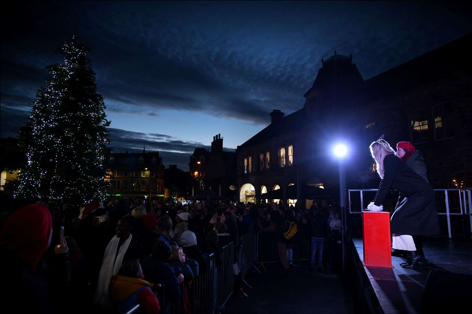 Miss Scotland switching on the Christmas lights. Picture: James Mackenzie.