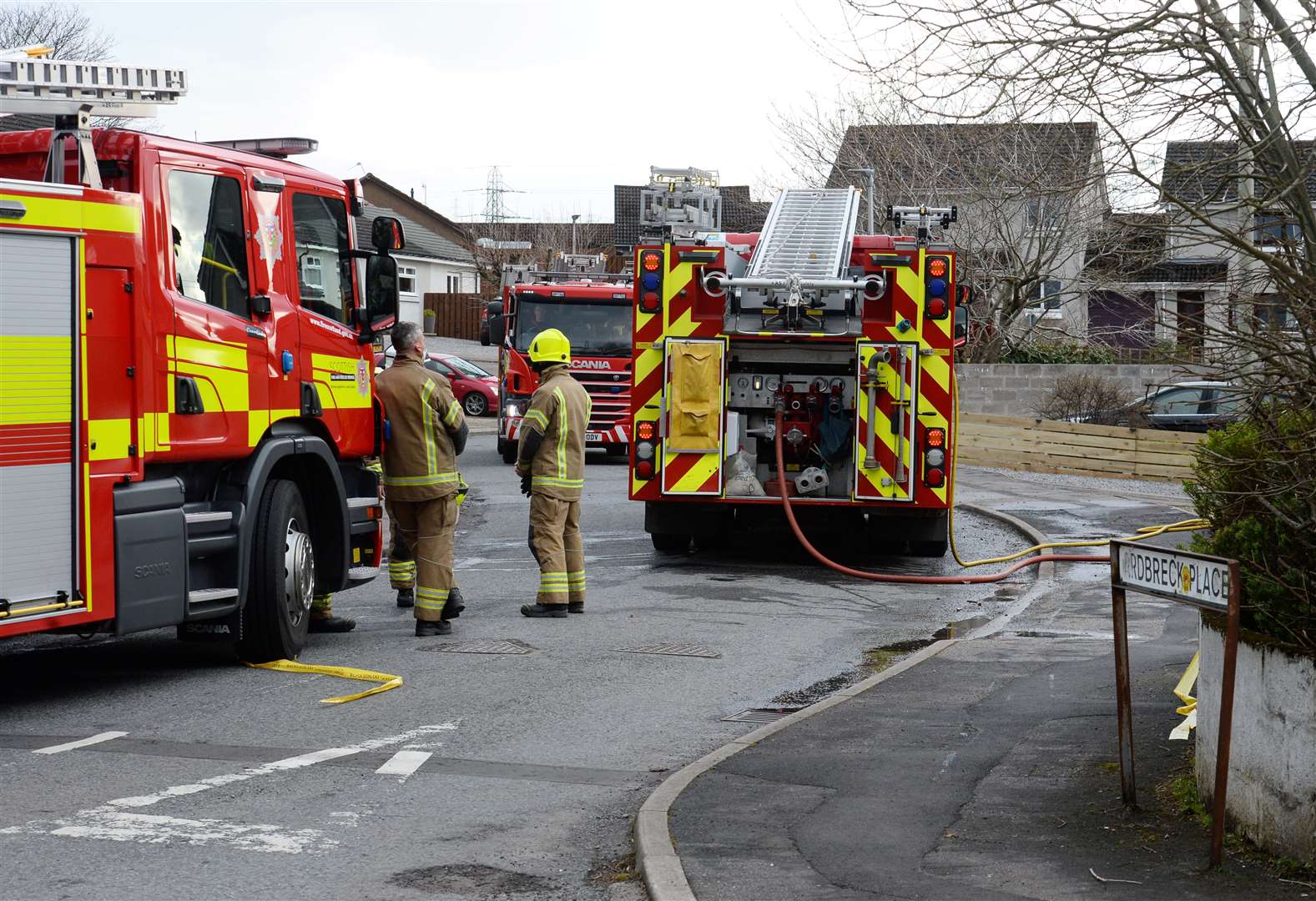 Fire brigade in Ardbreck Place after tackling blaze.