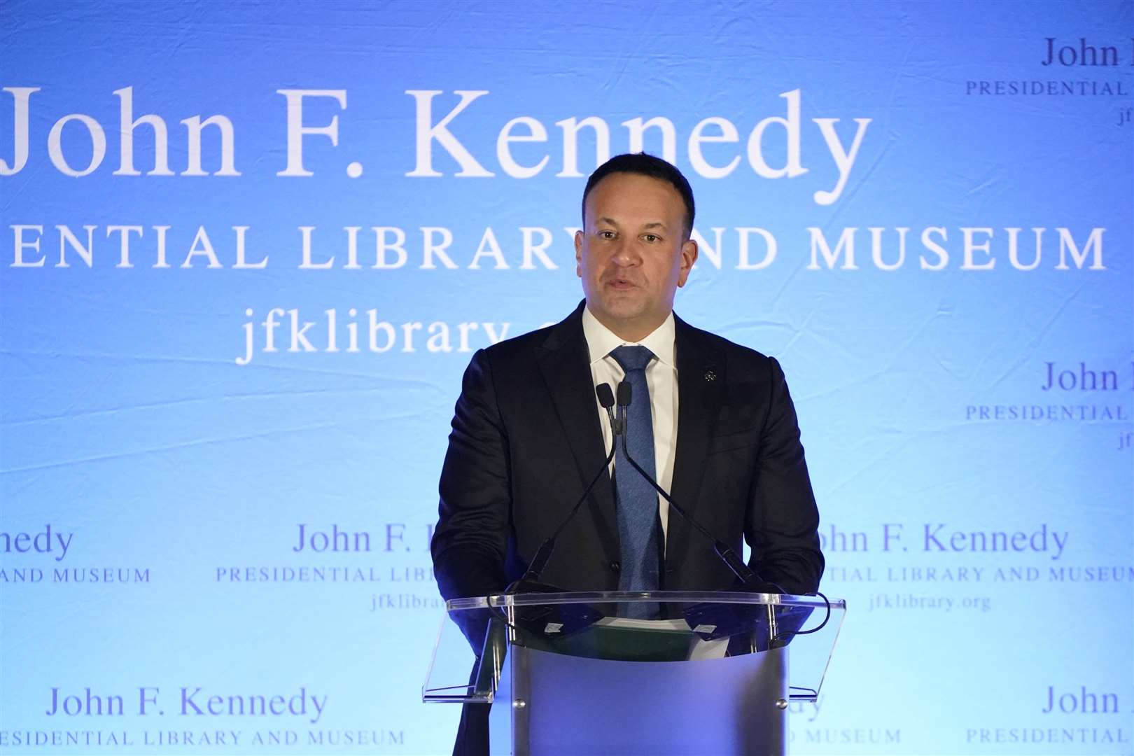 Leo Varadkar at the John F Kennedy Library in Boston (Niall Carson/PA)