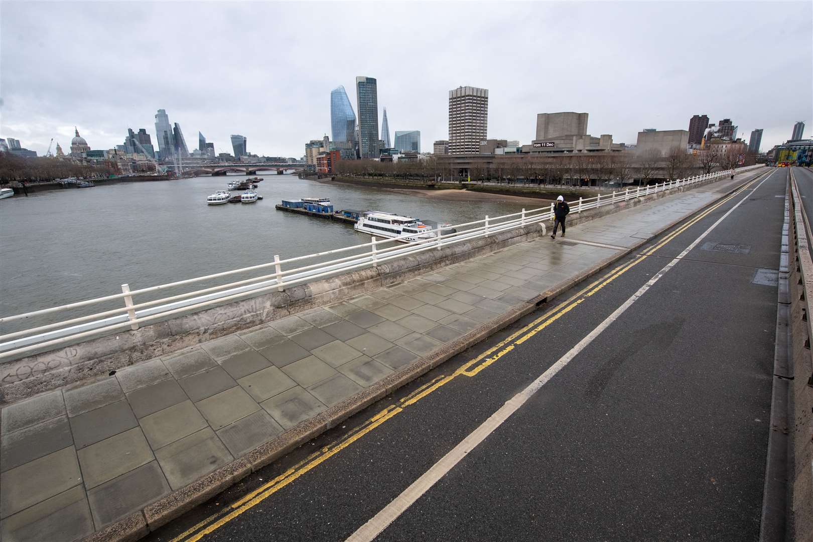 This man was the only soul to be seen on Waterloo Bridge in central London (Dominic Lipinski/PA)
