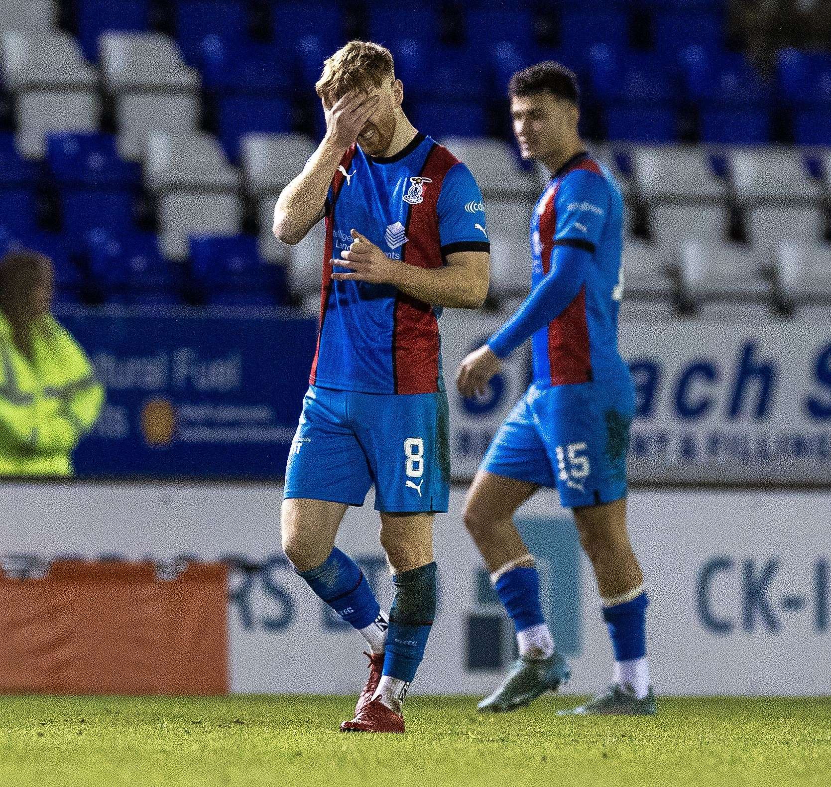 A very disappointed ICT’s David Carson at the end of ICT's 1–0 defeat to Dundee. Picture: Ken Macpherson