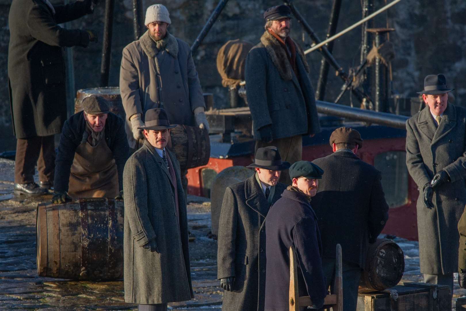 Michael Gray, played by Finn Cole, is involved with the final days filming at Portsoy as the cast and crew film on the new harbour. ..Picture: Daniel Forsyth..
