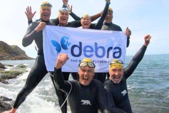 Graeme Souness swam the Channel with Isla's dad Andy (front) to raise cahs for the Debra charity