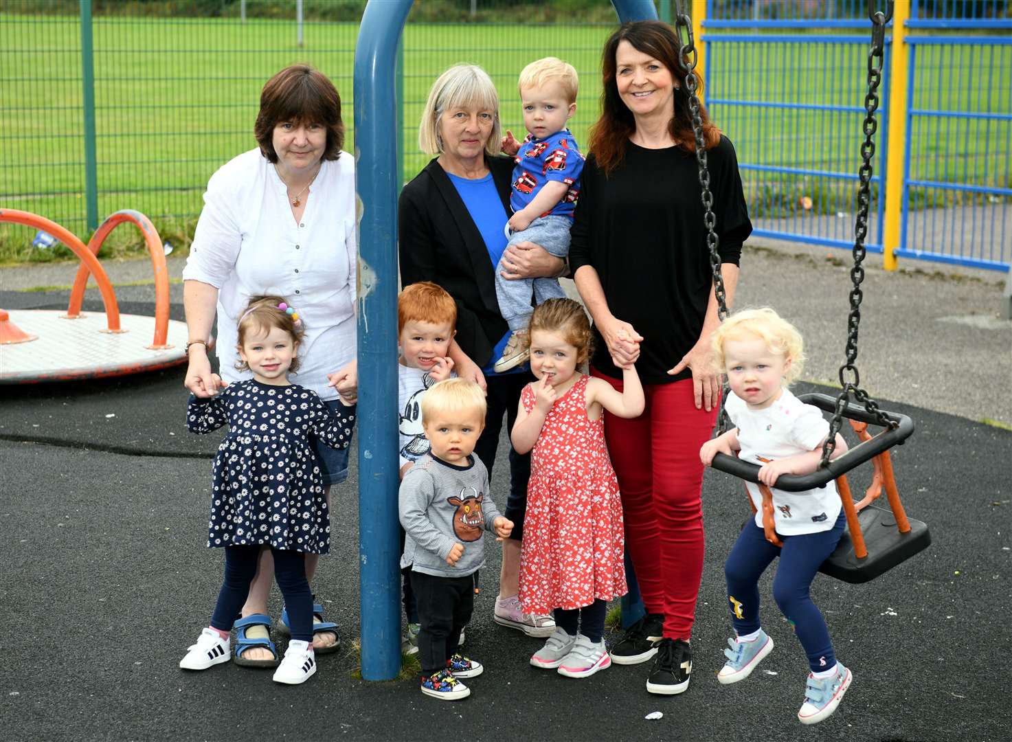 Sharon Gray from the local community with Corran Donaldson, Owen and Lyle Urquhart, Marie Maciver, Dalneigh Playpark Project, Kay Maclean, Emmie Macdonald, Liz Macintyre, Dalneigh Playpark Project and Aria Maclean. Picture: James Mackenzie.