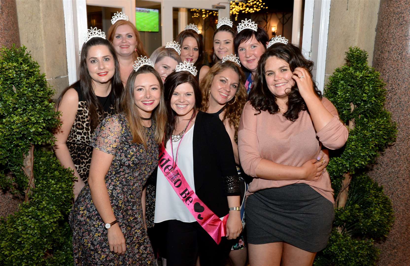 Kaleigh Watson (sash) from Nairn at the White House on her hen night.