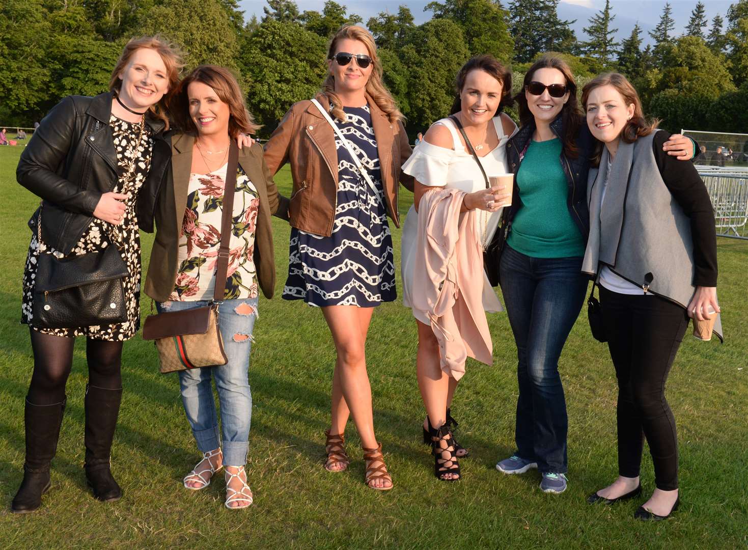 Friends got together for the open air concert. (Left to right) Lyndsay Morrison, Nikki Mackenzie, Angela Stewart, Danielle McGuigan, Lea Savage and Thereza Hatch. Picture: Gair Fraser.