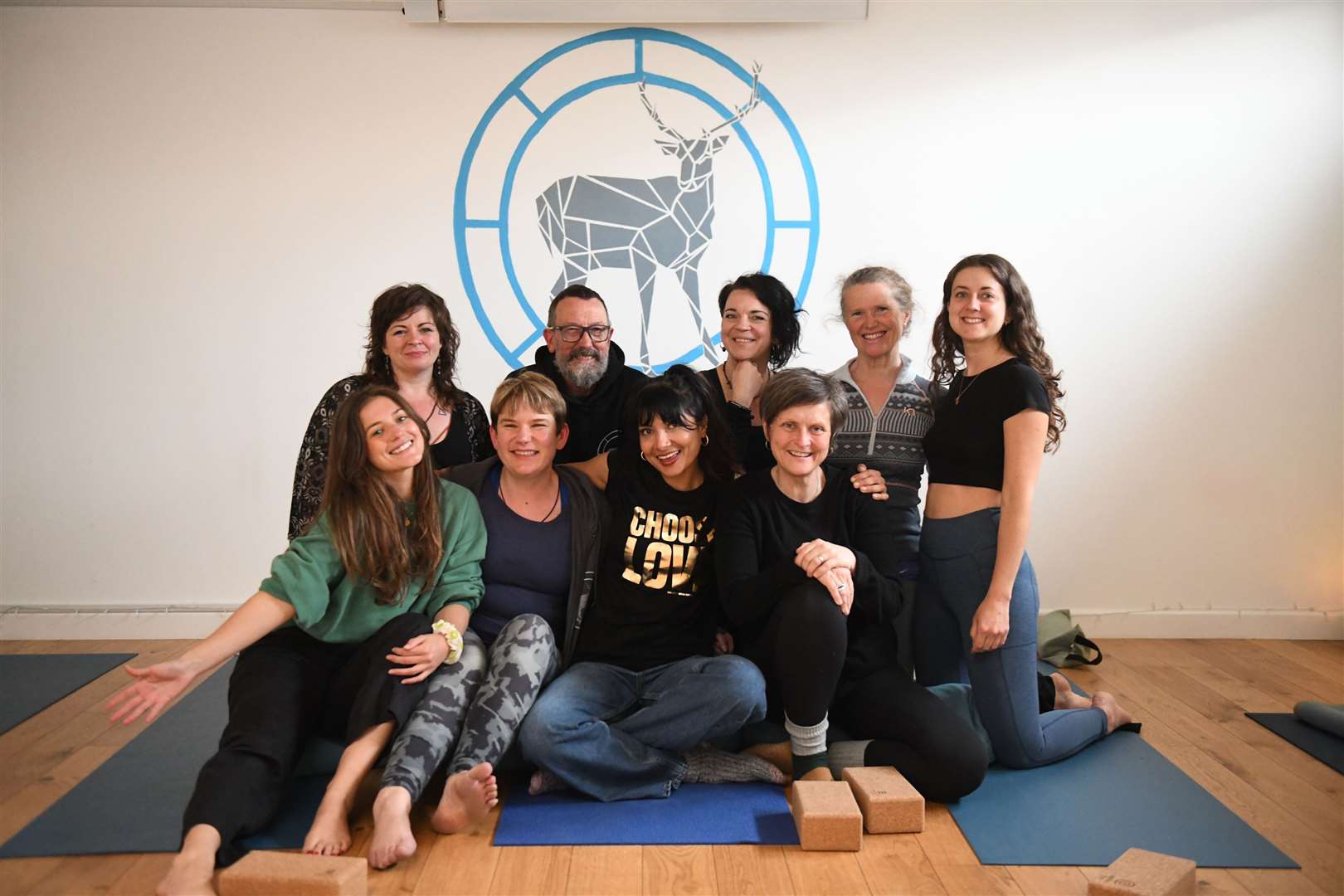 Nadia Gilani with the people who attended her yoga class. Picture: James Mackenzie.
