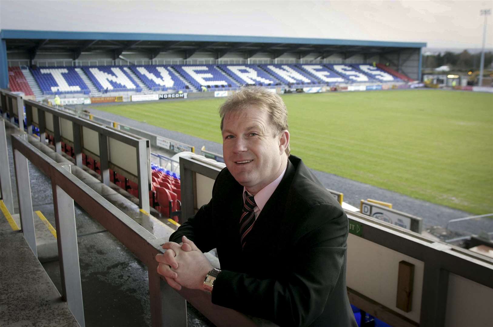 Graeme Bennett, back in his days as vice-chairman, unveils Inverness Caley Thistle’s new top flight-ready stands in January 2005. Picture: Ken Macpherson