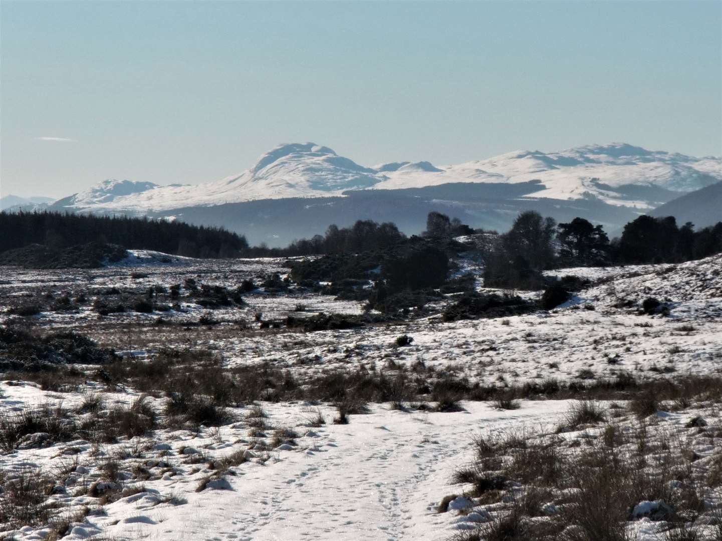 A grand view of snowy Meall Fuar-mhonaidh.