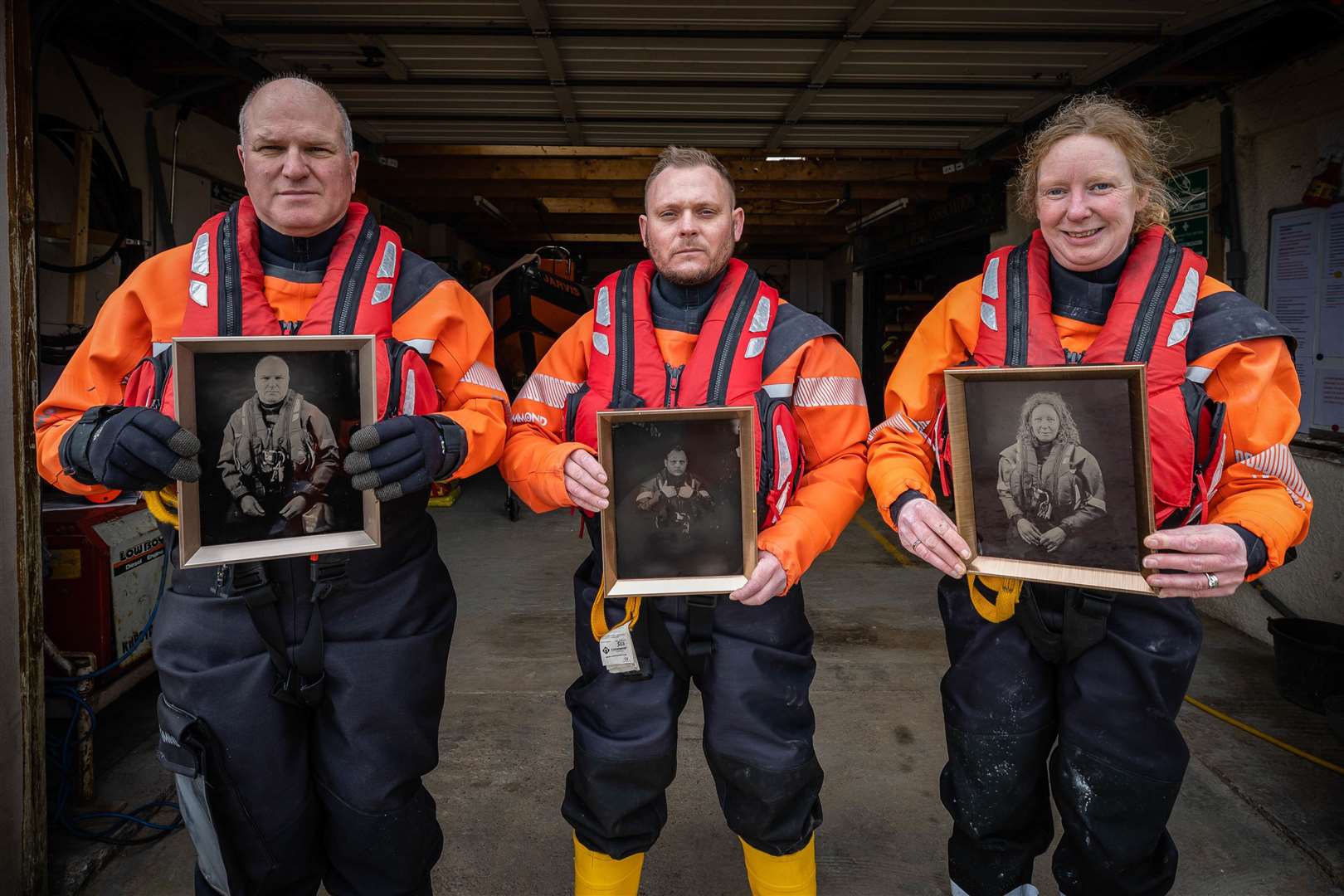 Spirit:360 Artist Simon Riddell (centre) with colleagues from East Sutherland Rescue Association.