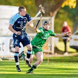 Kevin Bartlett challenges Ireland's Eoin Price. Picture: Neil Paterson.
