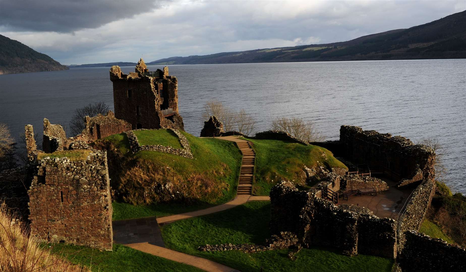 A landslide forced the partial closure of the A82 one mile south of Urquhart Castle.