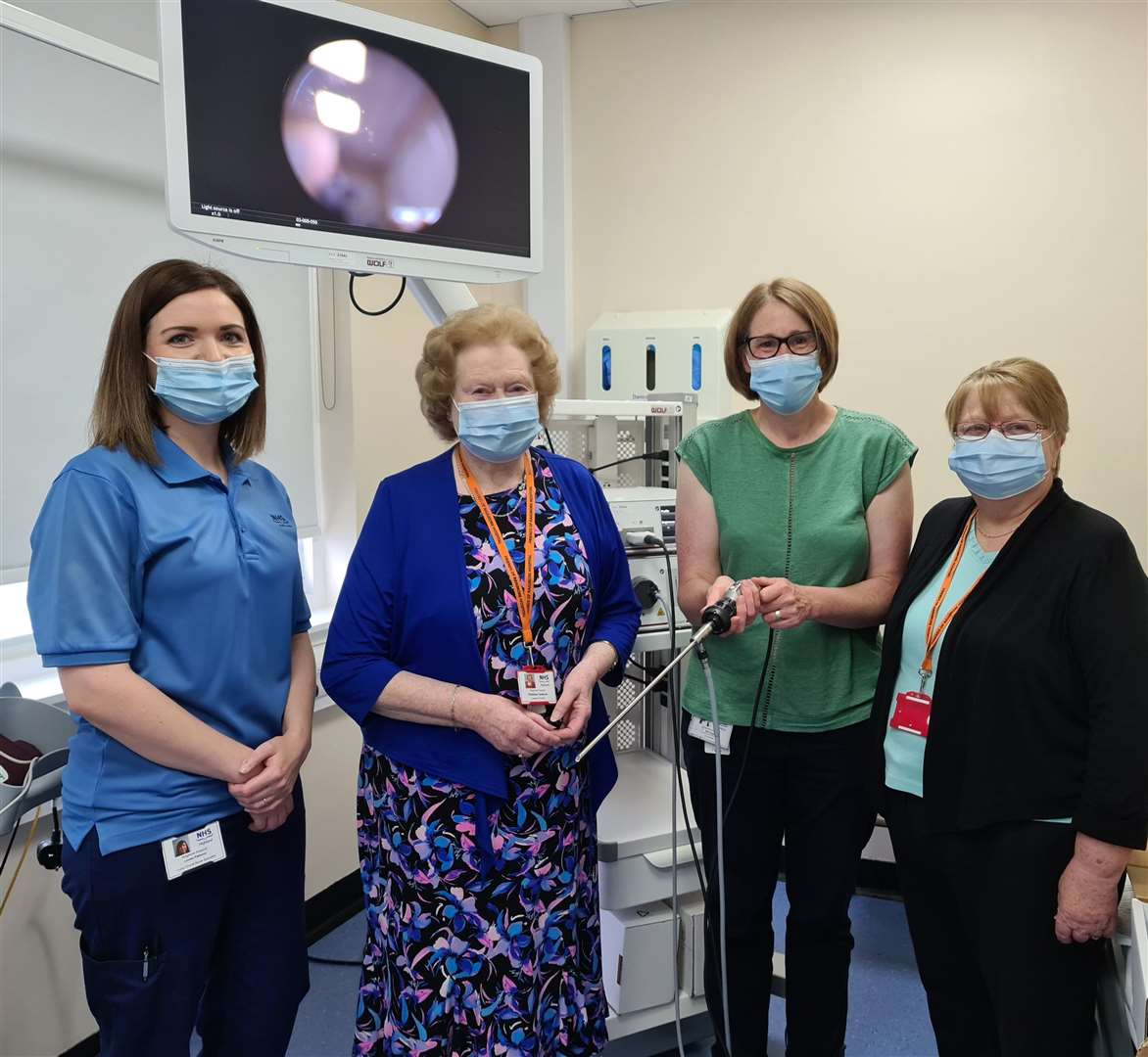 Lung cancer nurse specialist Louise Patience, Christina Cameron, of Friends of Raigmore, respiratory consultant Dr Beth Sage, and Jean Slater, of Friends of Raigmore.