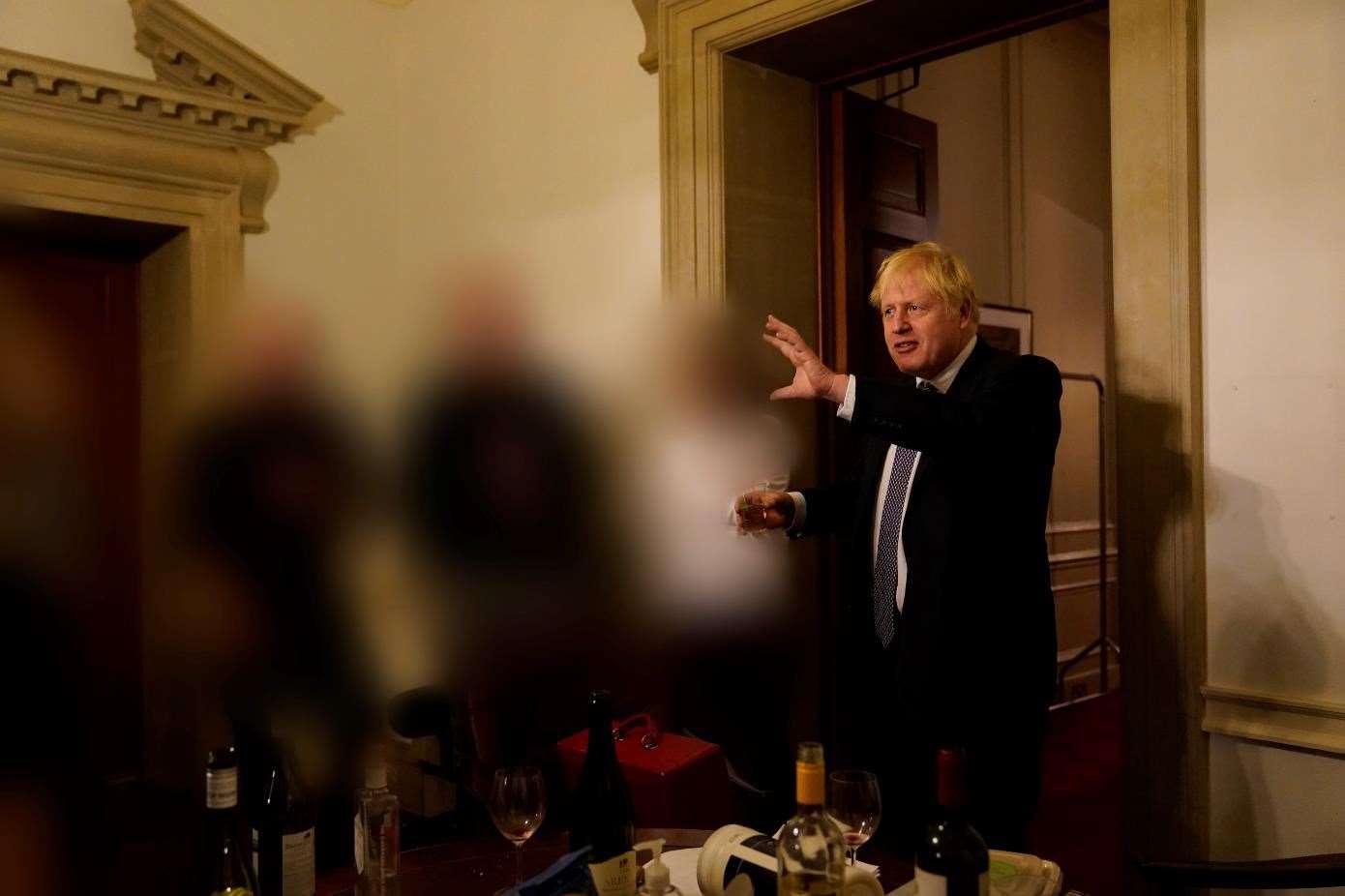 Boris Johnson at a gathering in 10 Downing Street (Sue Gray Report/Cabinet Office)